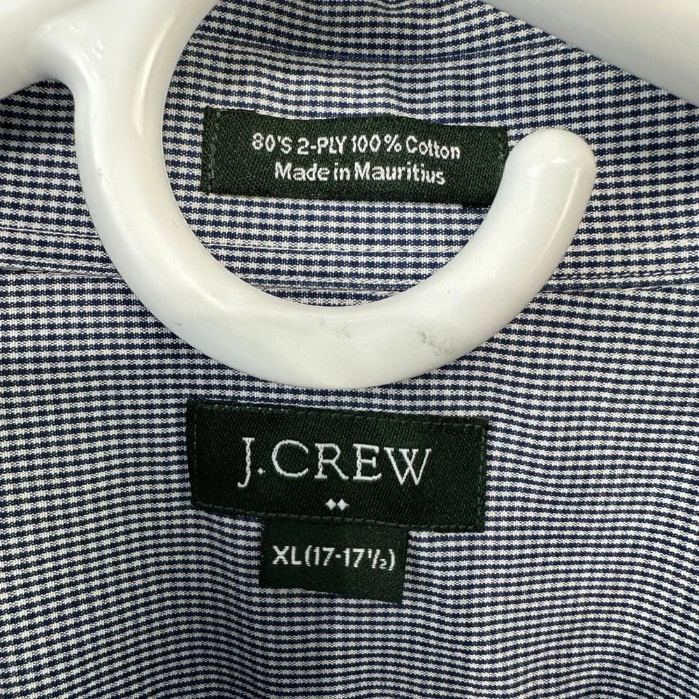 J Crew‎ Mens XL Micro Plaid Button Down Shirt Long Sleeve 17 17.5 Neck Cotton